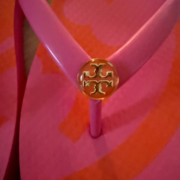 Tory Burch Women’s orange & Pink Modern Flip Flop Sandal Size 7 - Picture 11 of 14